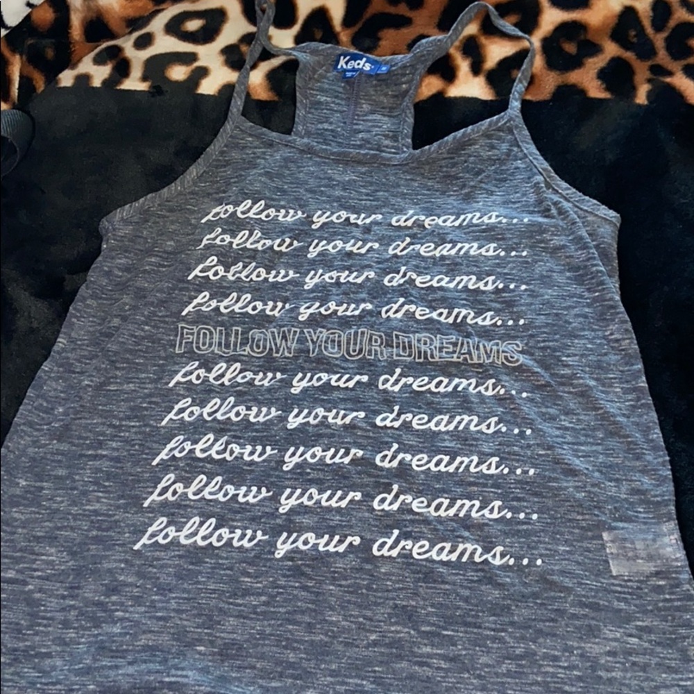 Keds Follow Your Dreams Grey Tank Top- Small